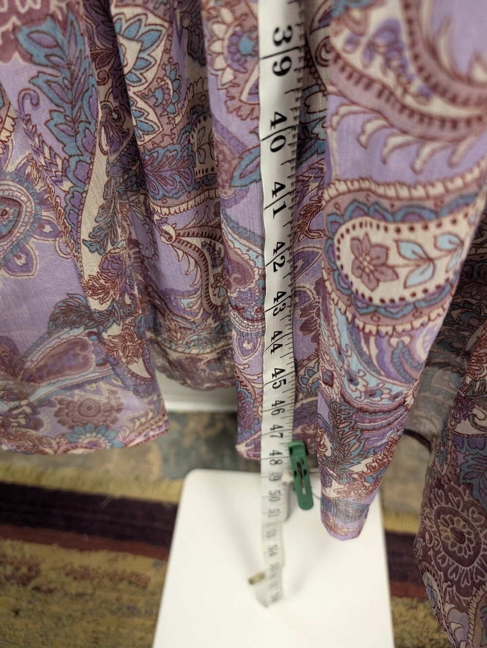 Land of the Free Lavender Paisley Boho Maxi Dress Size L Flutter Sleeve A-128 - Picture 8 of 16